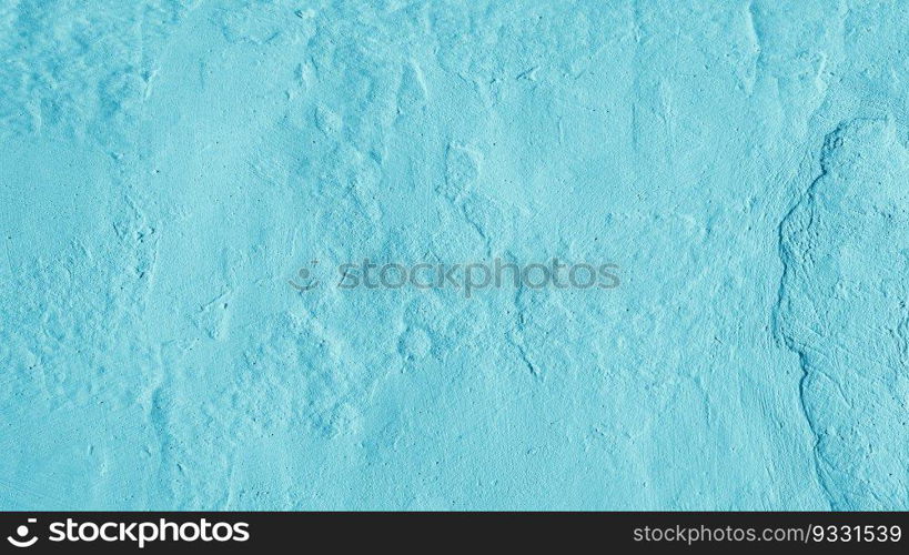 Vintage, old stucco plaster wall background, close up grunge texture of cyan painted cement, concrete wall texture. Wallpaper, backdrop, architecture design element