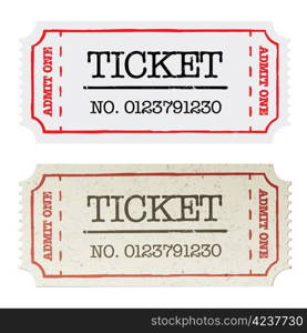 Vintage paper ticket, two versions. .