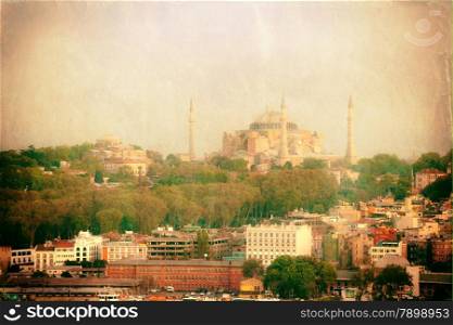 Vintage photo of Istanbul urban view, Turkey