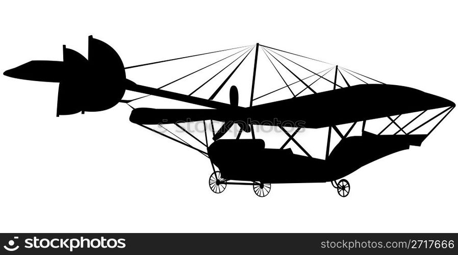 Vintage plane silhouette on white; illustration — Stockphotos.com