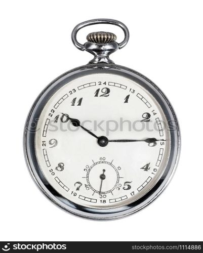 vintage Pocket watch with white dial isolated on white background