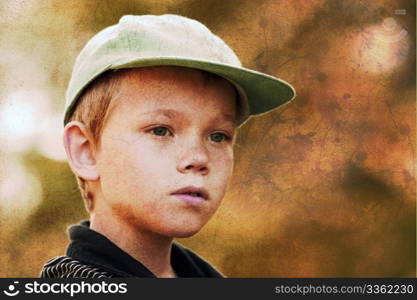 vintage portrait of a young Child in nature