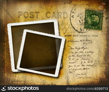 Vintage postcard with grungy background effect