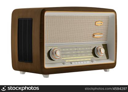 vintage radio isolated on white background. 3d illustration