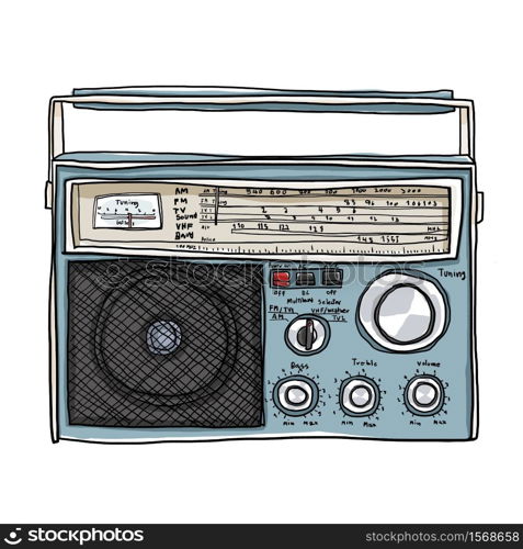 Vintage Radio retro Boombox cute art illustration