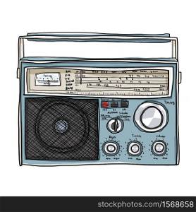 Vintage Radio retro Boombox cute art illustration