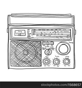 Vintage Radio retro Boombox lineart cute art illustration