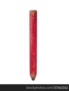 vintage red carpenter pencil over white, clipping path