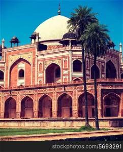 Vintage retro effect filtered hipster style travel image of Humayun&#39;s Tomb. Delhi, India