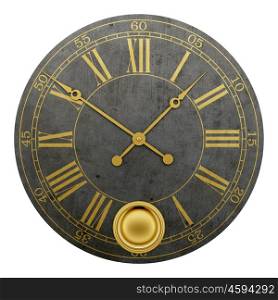 vintage round wall clock isolated on white background. 3d illustration