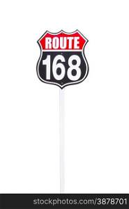 vintage route 168 road sign isolated on white background