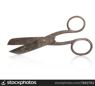 Vintage scissors close-up isolated on a white background