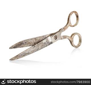 Vintage scissors close-up isolated on a white background