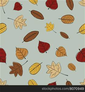 Vintage Seamless Autumn Leaves Pattern.