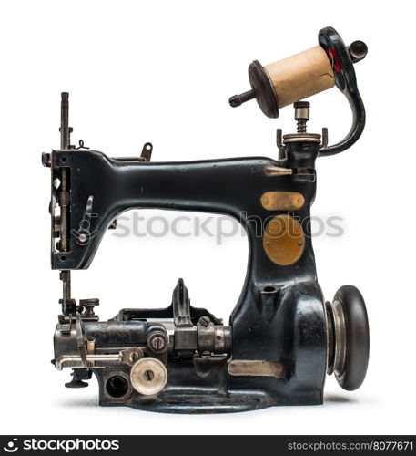 Vintage sewing machine white isolated