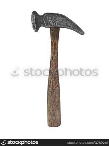 vintage shoemakers or cobblers hammer over white, clipping path