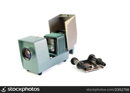 Vintage side projector with film holder isolated