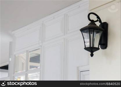 Vintage Sidewalk Lamp In Front Of Store, stock photo