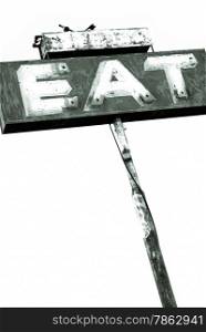 Vintage sign with the word Eat, along a popular road destination in the Southwest.