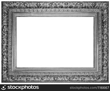 Vintage silver plated wooden frame Isolated with Clipping Path