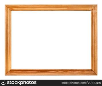 vintage simple narrow wooden picture frame with cut out blank space isolated on white background