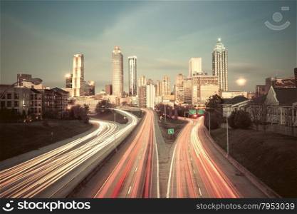 Vintage style image of Atlanta skyline, Georgia, USA
