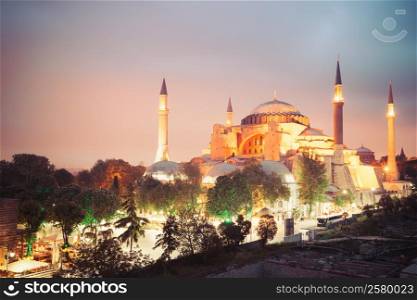Vintage style image of Hagia Sophia museum in Istanbul, Turkey