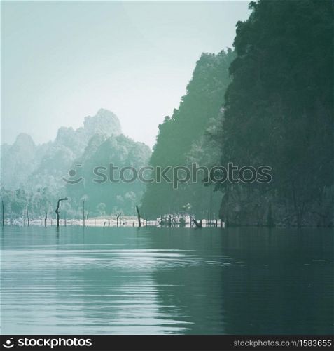 Vintage style of Mountain lake