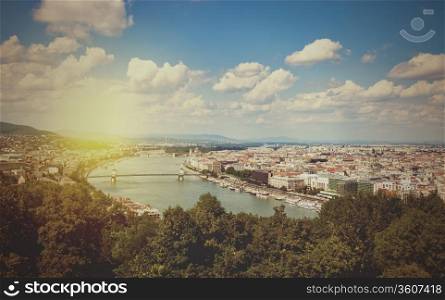 Vintage style photo of Budapest skyline. Hungary