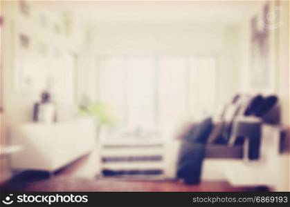 vintage style photo of modern bedroom interior blur abstract background