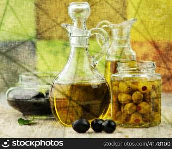 vintage style picture of olive oil
