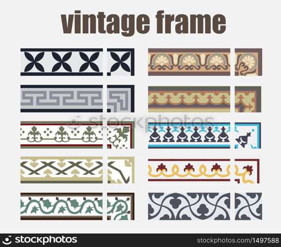 vintage tiles patterns antique seamless design in Vector illustration