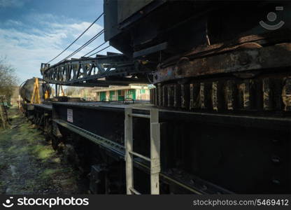 Vintage train locomotive crane equipment