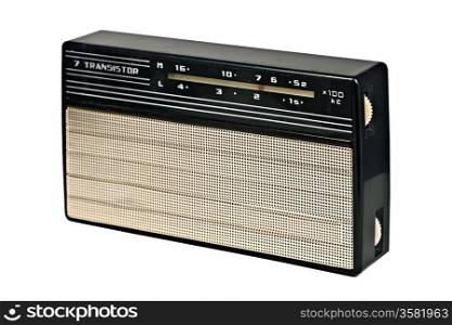 vintage transistor radio recevier isolated on white background,clipping path
