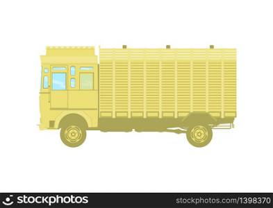 Vintage truck icon. Side view of Indian truck. Flat vector.
