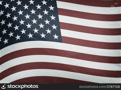 Vintage United States flag waving. Close up