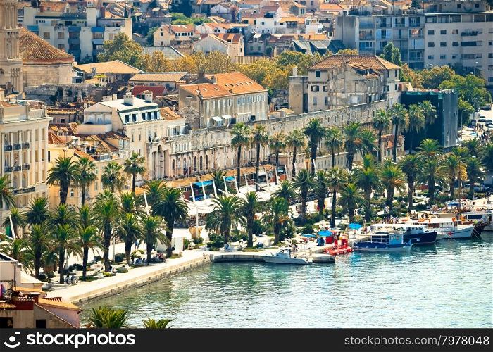 Vintage viev of Split city waterfront, Dalmatia, Croatia