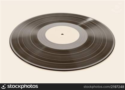 Vintage Vinyl record isolated on beige background. Mock up template