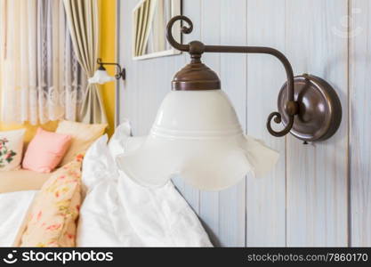vintage wall lamp in the bed room