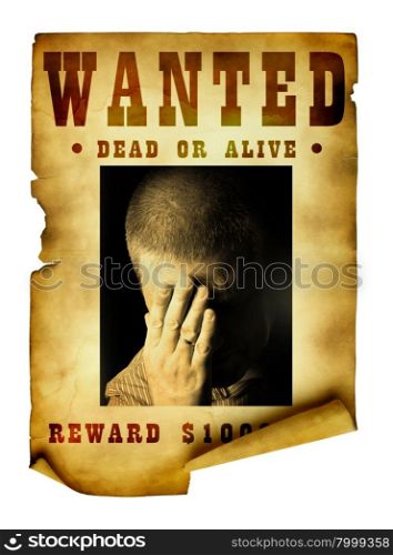 Vintage wanted poster isolated over white background