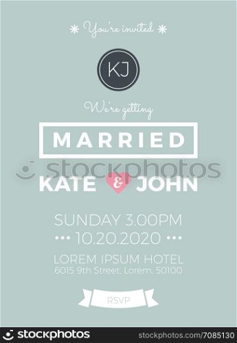 Vintage wedding invitation card template with clean & simple layout illustration