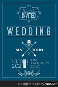 Vintage wedding invitation card template with clean & simple layout illustration