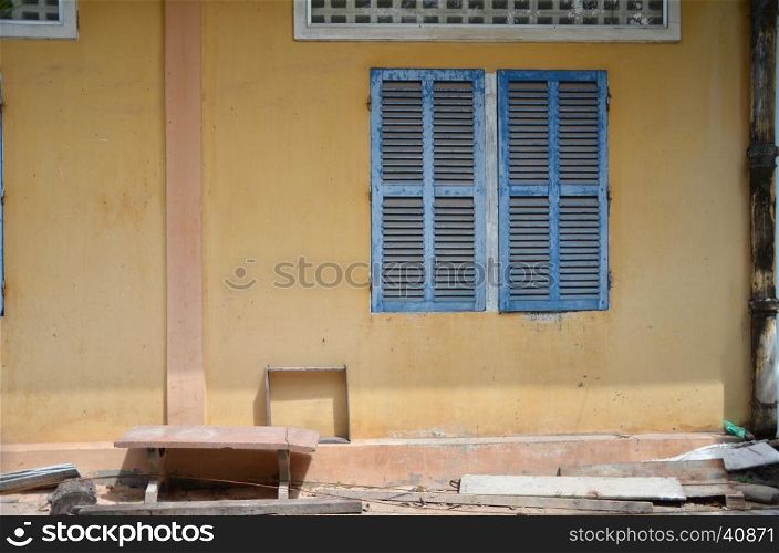 Vintage window on a old building in Cambodia