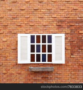 vintage window on brick wall