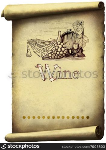 Vintage wine label on grungy backgrounds of labeled and picture