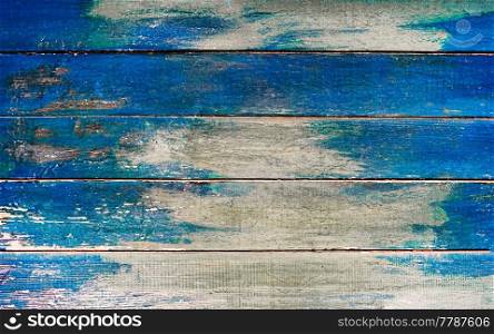 Vintage Wood Board Half Painted Background. Weathered blue wood plank surface texture, wooden board background with copy space. Vintage wooden dark blue horizontal boards. Front view with copy space. Background for design.. Vintage Wood Board Half Painted Background