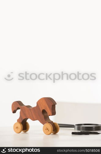 Vintage Wooden Horse on Santa's work table