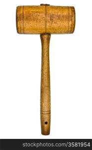 vintage wooden mallet isolated over white background, clipping path