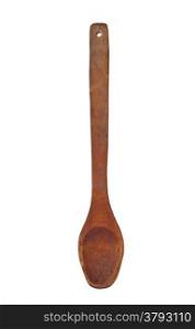 vintage wooden spoon over white, clipping path