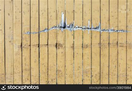 Vintage Yellow Weathered Wooden Plank Door Texture